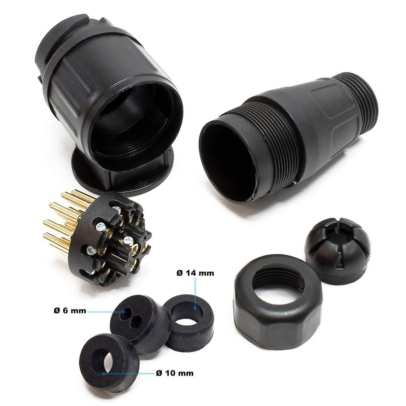 Wiltec Trailer Plug 13-Pin 12 V, Plastic Adapter for Car
