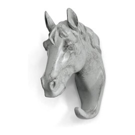 Horse Head Single-Wall Hook, Heavy-Duty Animal-Shaped Hook, Rustic Decorative Style, Practical and Eye-Catching - Color: Grey