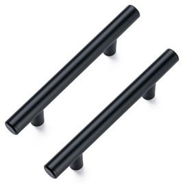 Aegero 4 Pack Cabinet Pulls Matte Black Stainless Cabinet Handles ，for Kitchen and Bathroom Cabinets，5 InchLength, 3 Inch Hole Center
