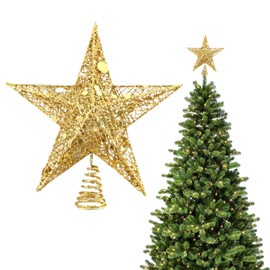 Jravezt Tree Top Star Christmas Tree Ornament Pentagram Christmas Ornament Star Christmas Tree Decoration Wrought Iron Craft