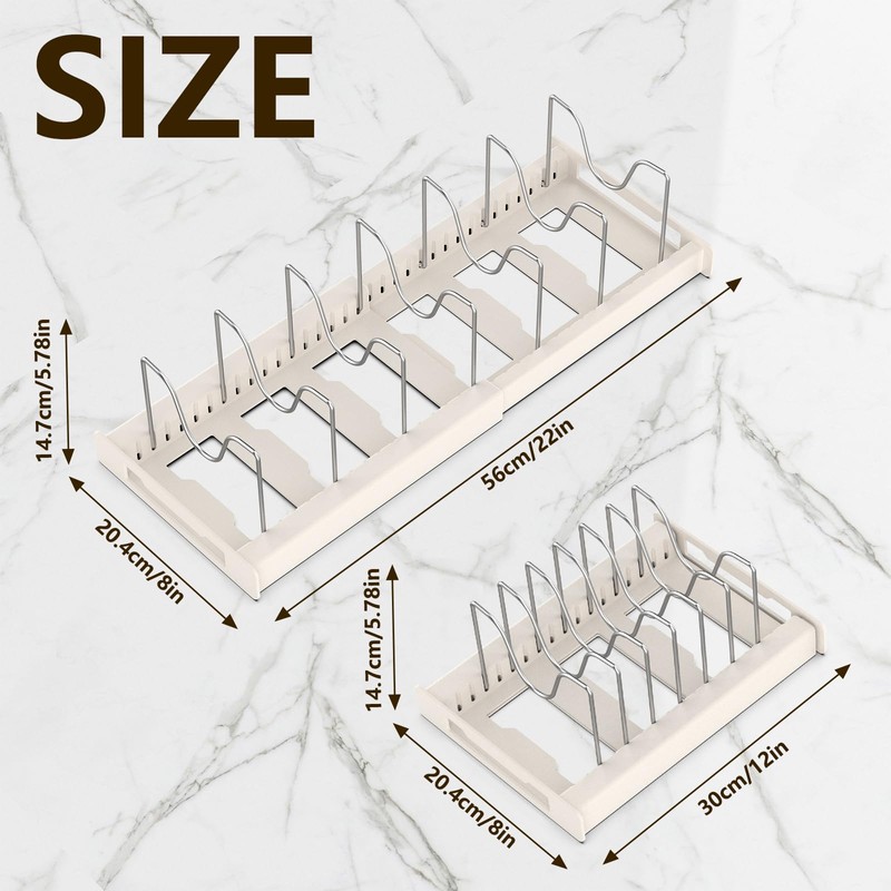 Anhow Pan Organiser, Expandable Pan Holder for Drawer, Lid Holder