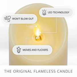 Luminara Flameless LED Candle, Moving Flame Pillar, Remote Ready, Timer, Battery Operated, Vanilla Honey Scented, Ivory (3.5 in x 7 in)