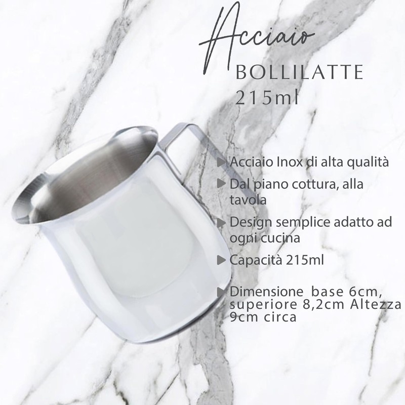 Fackelmann Bollilatte 4 tazze, scalda latte in acciaio, versalatte per