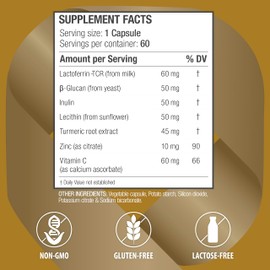 bioQuad Lactoferrin Gold 1.8 - for Immune Support, Digestive Health, and Iron Absorption - Lactose-Free, Gluten-Free, Non-GMO (60 Count)