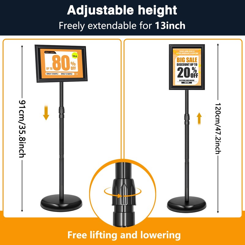 EthPul 2 Pack Sign Holder Stand 8.5x11 inch, Height Adjustable