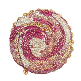 Usuisy Novelty Cupcake Minaudiere Handbags Women Evening Bag Party Crystal Clutch Bag Bridal Rhinestone Clutch Purse,Mini,Multi-Fuchsia