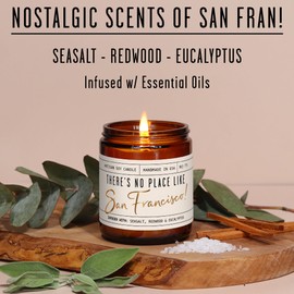 San Francisco Gifts, San Francisco Decor for Home - 'There's No Place Like San Francisco Candle, w/Sea Salt, Redwood & Eucalyptus I San Francisco Souvenirs I 9oz Jar, 50Hr Burn, Made in USA