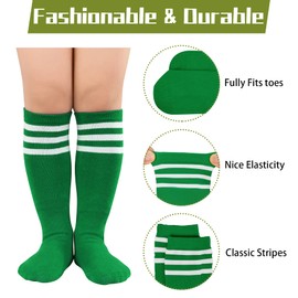 Zando Youth Baseball Socks Youth Green Soccer Socks Kids Football Athletic Tube Socks Girls Cotton Knee High Socks St Patrick's Day Socks Outdoor Sport Socks 10-12 Years 1 Pack Green