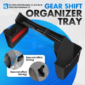 Huidnnas 3PCS Gear Shift Organizer Tray Compatible with 2018-2024 2025 Jeep Wrangler JL JLU 4xe &2020-2024 2025 Gladiator JT Center Console Organizer for Jeep Wrangler Accessories (Not for JK/JKU)