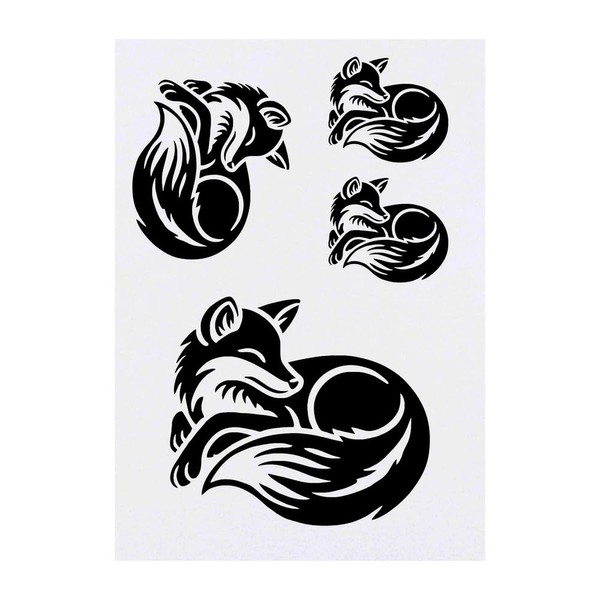 Azeeda 4 x 'Schläfriger Fuchs' Temporäre Tattoos - Wasserfest, Hautfreundlich