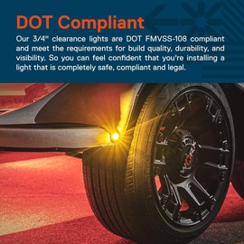 TRUE MODS 10pc 3/4" Inch Round Amber Trailer 12V LED Marker Light [3 Wire/DRL & Turn Signal] [DOT FMVSS 108] [SAE P2PC] [Semi-Spherical Output] [IP67 Waterproof] Small Marker Lights for Trailer Truck