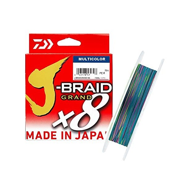 New Daiwa J-Braid Grand X8 79lb / 0.35mm dia / Multi Colour / 300m - JBG0.35-300MC
