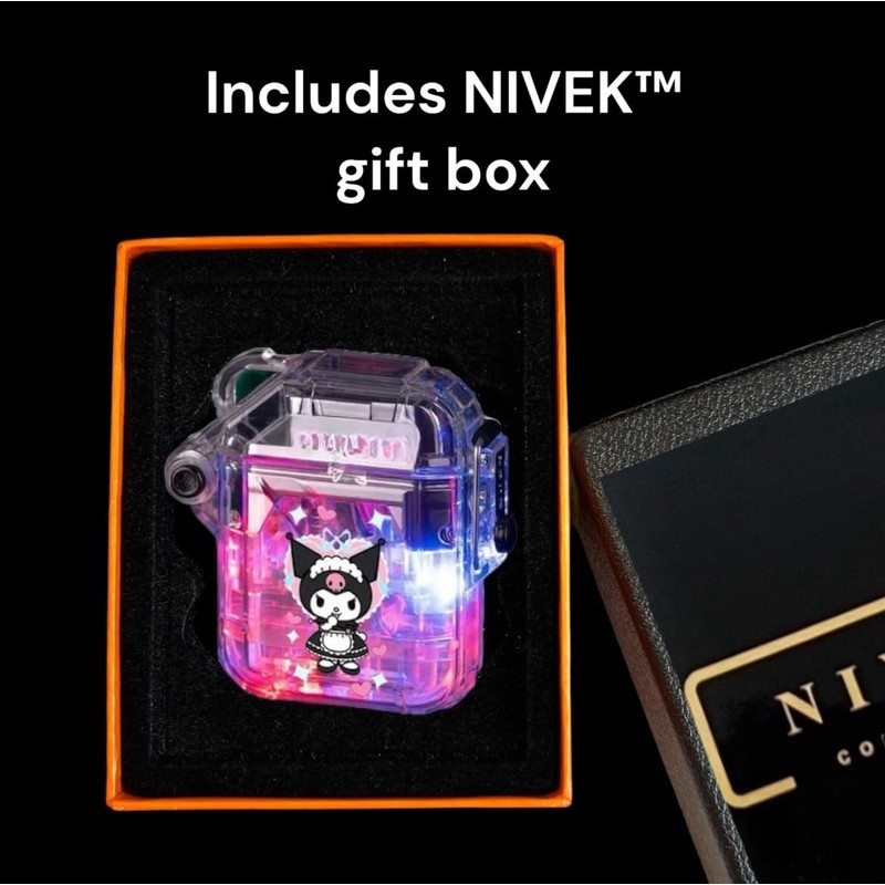 NIVEK Transparent Lighter Light Up Lighter Pink Flame Torch Refillable
