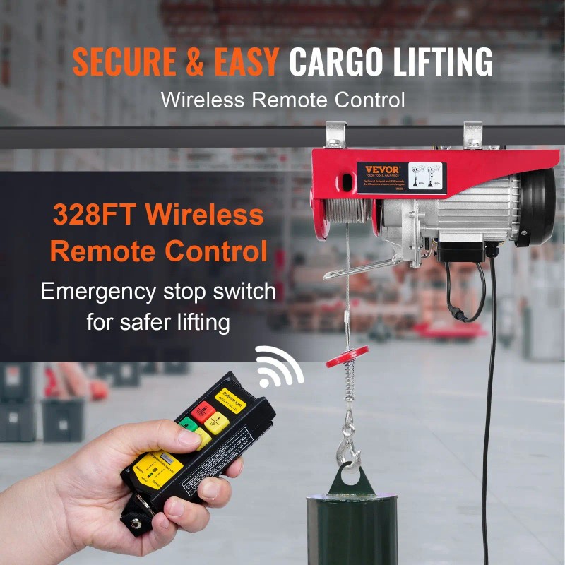 Electric Hoist 880 Lbs 110 Volt Wireless Remote Control 40