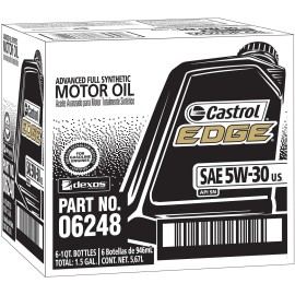 Castrol 06248 Edge 5W-30 Advanced Full Synthetic Motor Oil, 1 Quart, 6 Pack