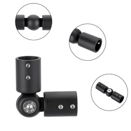 BTSKY 2Pcs Stainless Steel Heavy Duty Elbow Connector for Bay Window Curtain Rod - Adjustable 90 Degrees to 180 Degrees Curtain Rod Corner Connector for 19mm Curtain Rods, Black