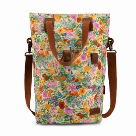 Clip-On Quick-Release Bike Panniers Women's Shoulder Tote Bag (Yellow with Flower)