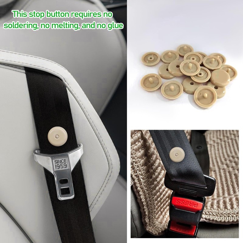 Sylvil 10 Sets Seat Belt Button Stop, Plastic Seat Belt