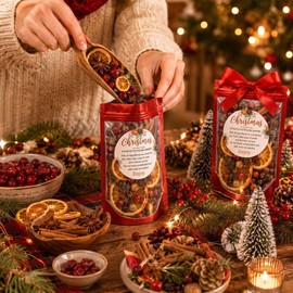 102 Pcs Christmas Stovetop Potpourri Bags Kit, 50 Set Crafts, Red