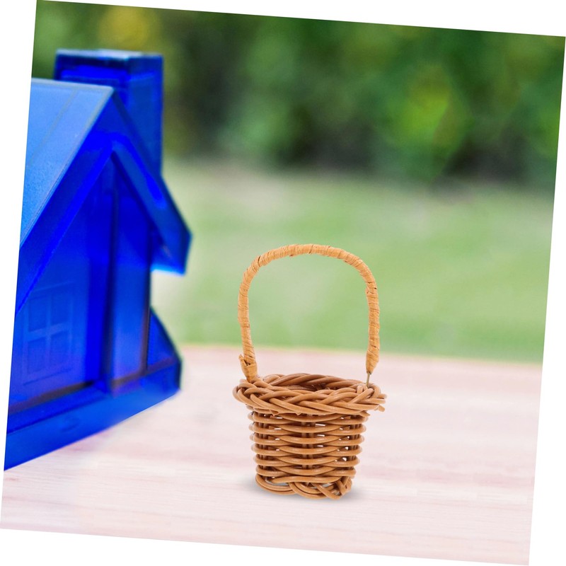 KONTONTY 6 Pcs Pp Woven Mini Baskets Handles Tiny Storage