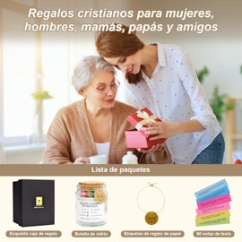 Tarro de Versículos Bíblicos en Español - 90 Citas biblia inspira en español, Frasco de Versículos Bíblicos con Tapa de Corcho Natural, Ideal para Regalos Biblia de Estudio para Mujeres