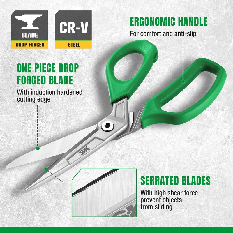 SK 10" Heavy Duty Scissors, All Purpose Shears, Premium CR-V