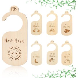 D-buy D-buy Baby Closet Dividers for Clothes Organizer, Beautiful Wooden Double, Sided Baby Clothes Size Hanger Organizer from Newborn to 24 Months for Boho Nursery Decor(Set of 8)