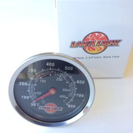 LavaLock 2-1/8" black thermometer for smoker BBq kamado insulated cabinet