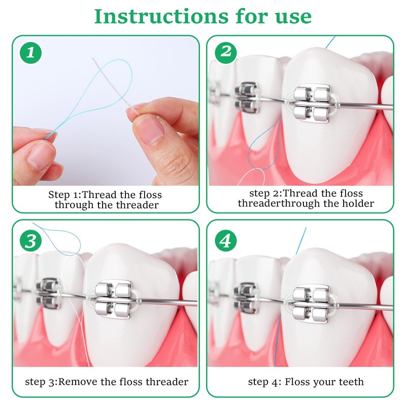 200 Count Floss Threader,Floss for Braces Bridge Flossers for Adults