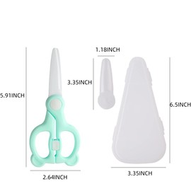 XingCRYao Food Scissors for Kids, Ceramic Blades, Protective Cover, Travel Case, Green