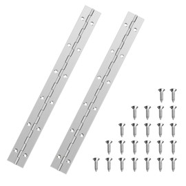 2 PCS Piano Hinge, Piano Hinges 300mm Long Stainless Steel Continuous Hinges with 24pcs Screws, Piano Hinges for Wood, Stainless Steel Hinges for Pianos Cabinet Doors Windows Boats