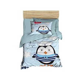 paradise RANFORCE 100% Cotton Baby Bedding Penguin Themed Nursery Baby Bed Set, Toddlers Crib Bedding for Baby Boys, Duvet Cover Set with Comforter, 5 Pieces