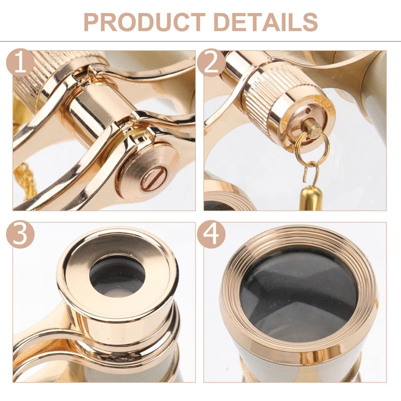 Opera Glasses, 3X25 Theater Glasses with Necklace Retro Theater Binocular