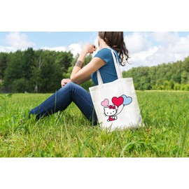 Cute Canvas Tote Bag - Cat Gifts for Women - Cat Mom Gifts - Reusable Birthday Bags (Hello Cutey Love)