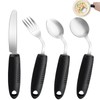 AuntyFey 4Pcs Weighted Adaptive Utensils, 45°Angled Parkinsons Utensils for Elderly,