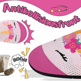 Kyopp Children's Slippers, Boys, Girls, Toddler Shoes, Non-Slip Barefoot Shoes, Breathable Soft Learn-to-Walk Shoes, Nursery Slippers, Unicorn pink