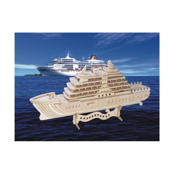 Puzzled 3D Puzzle Cruise Ship Wood Craft Construction Model Kit, Fun Unique & Educational DIY Wooden Toy Assemble Model Unfinished Crafting Hobby Boat Puzzle to Build & Paint for Decoration 71 Pieces