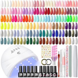 53pcs Gel Nail Polish Kit with U V light and Drill Starter Kit 35 Colors Gel Nail Polish with 5pcs Top Base Coat Nail Art All Seasons Professional Gel Manicure Kit DIY at Home Gifts for Women:_40pc Classic Seasons colorful set