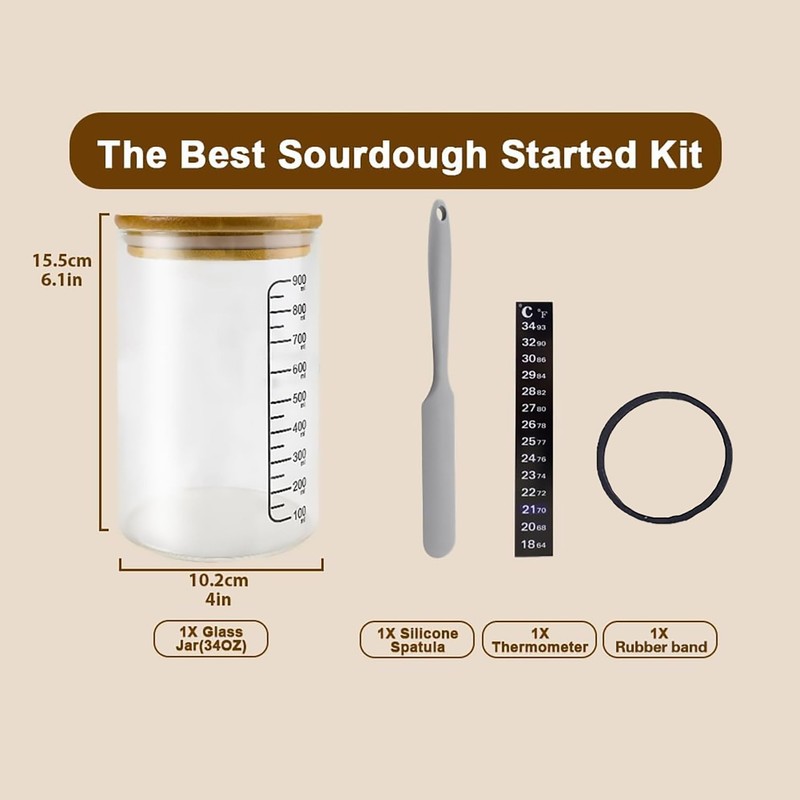 BRIRILINE Pro Sourdough Bread Starter Kit - 34 oz sourdough