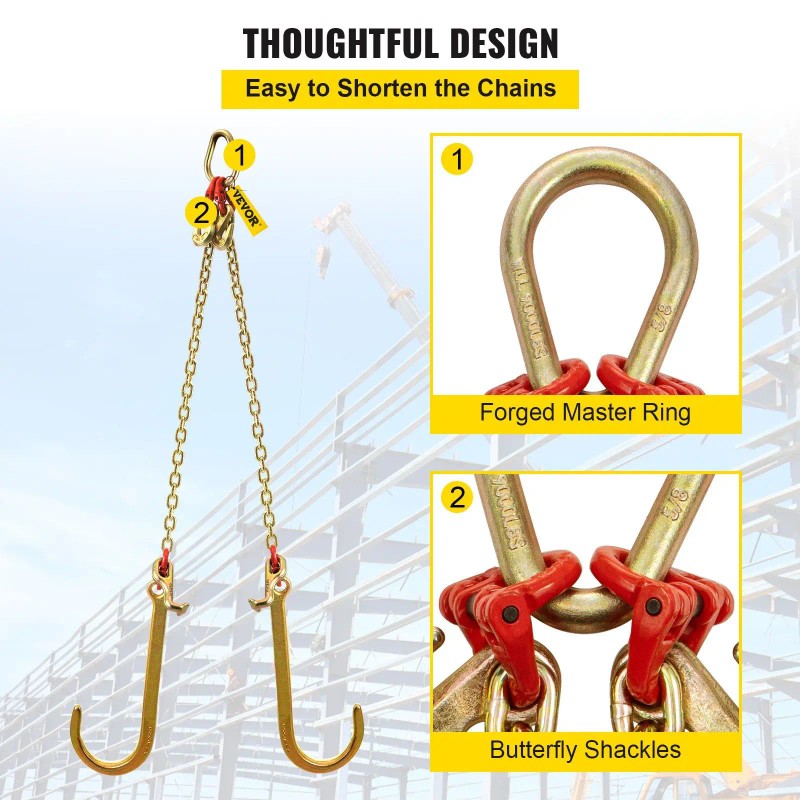 Grade 80 Yellow Galvanized V-Bridle Chain 5/16 in X 2