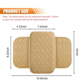 LAINLOY Car Center Console Armrest Pad, Leather Waterproof Car Armrest Protector Cushion, Car Armrest Seat Box Cover with 2 Storage Bags, Car Interior Accessories for Car, Truck, SUV (Beige)