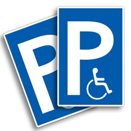 Strobo Behindertenparkplatz Sign, 20 x 30 cm, Made From Sturdy PVC Hard Foam Board, 3 mm, ‘Parking Space For Wheelchair Users, Park Only With ID’ Sign With UV Protection, Pack Of 2