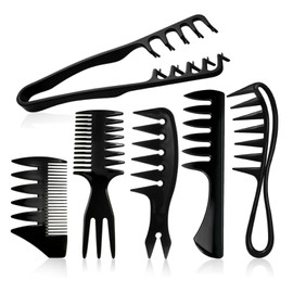 6 Peines Para Cabello Hombre, Peine Texturizador Para Hombre Para Cabello Rizado y Grueso, Set Profesional Para Barbería y Uso Diario, Diseño...      