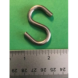 US Stainless 2 Pieces Stainless Steel 316 Straight S Hook 3/16" (5mm) Marine Grade