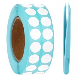 3000Pcs White Dot Stickers, 0.4" Round Color Coding Label, Round Price Stickers, Writable White Stickers for Office Shop Home Classroom Marking, with 1 Tweezers (1 Roll) DO NOT Support Printing