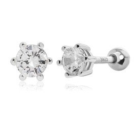 Meissa Geburtsstein-Ohrringe für Damen und Mädchen, Schraubverschluss-Diamant-Ohrringe 925 Sterling Silber Kugelrücken-Ohrringe Weihnachtsgeschenke April Geburtsstein, 3MM, Silber