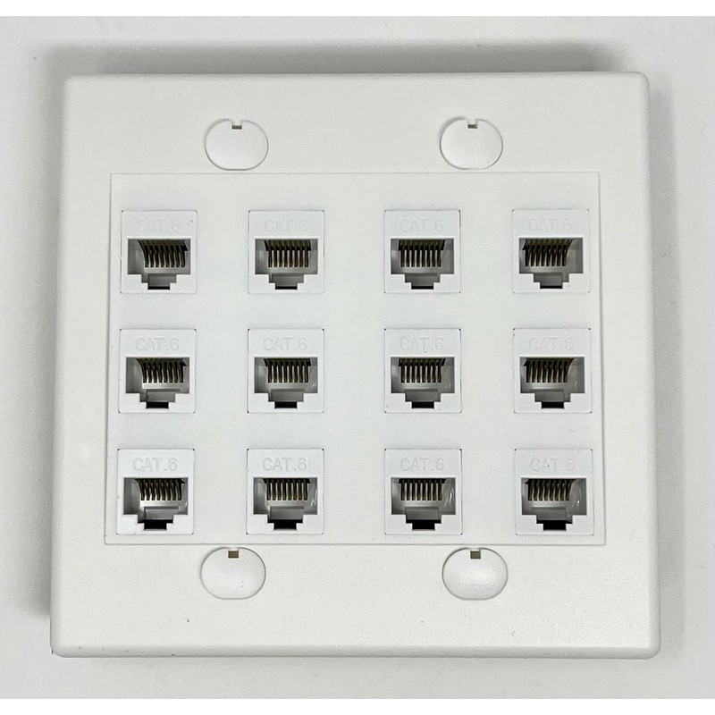 RiteAV 12 Port Flat Dual 2 Gang Ethernet Cat6 RJ45