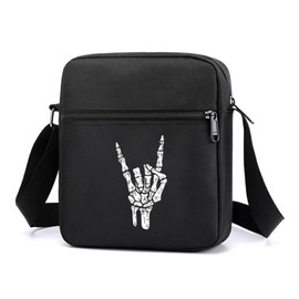 Skeleton Hand Gothic Crossbody Bag Mini Messenger Bags Goth purse With Adjustable Straps