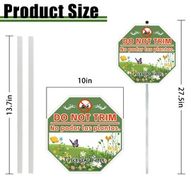 2 Pack 10" x 28" Do Not Trim Yard Signs with Stake and Accessories, Rust Free Aluminum Composite, Bilingual Garden Metal Do Not Mow Signs for Outdoor Lawn