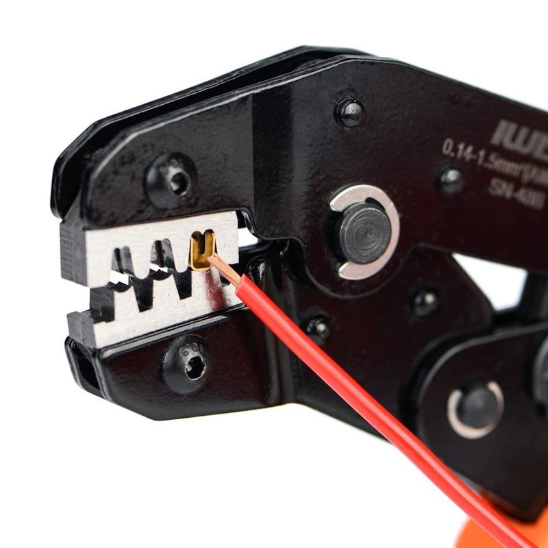 IWISS SN-48BE Simultaneous Crimping Pliers, Ratcheting Type, Open Barrel, Faston